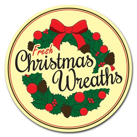 SIGNMISSION Christmas Wreaths Circle Vinyl Laminated Decal D-8-CIR-Christmas Wreaths